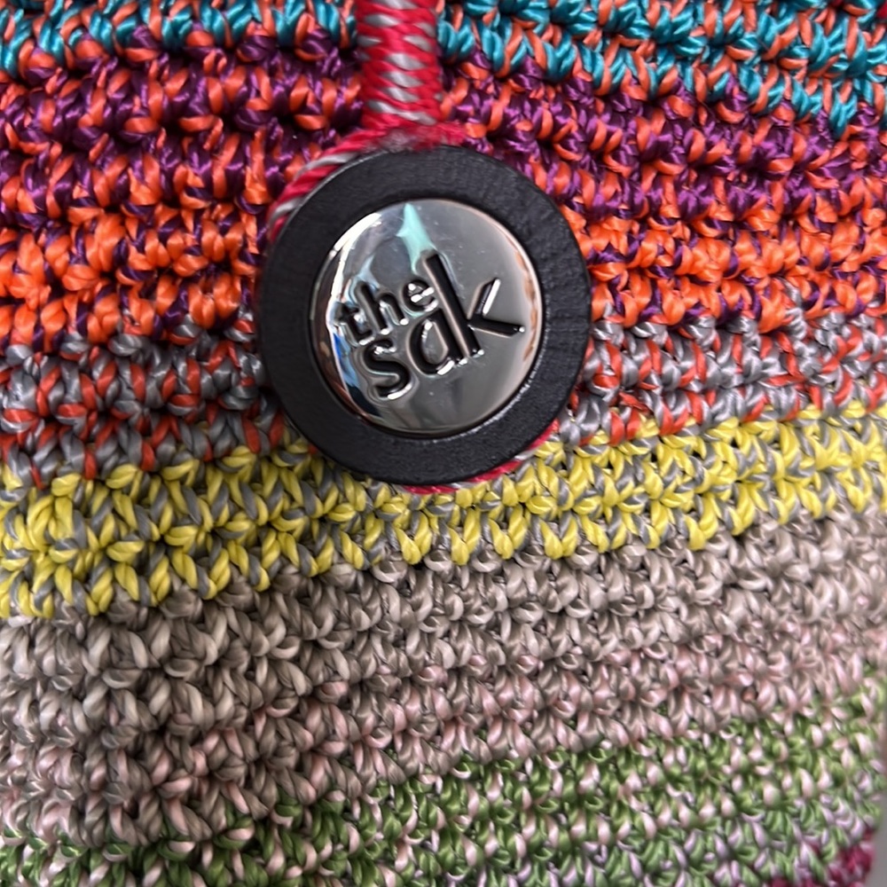 Multicolor Crochet Tote Bag with Braided Handles - Picture 2 of 11